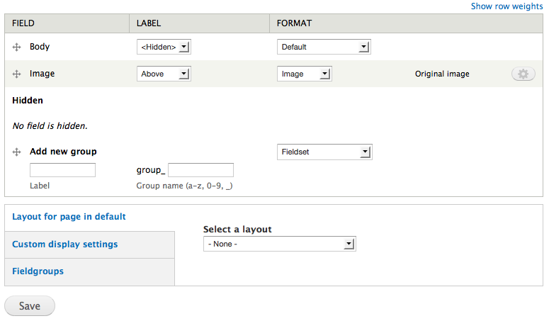 Manage Image field display