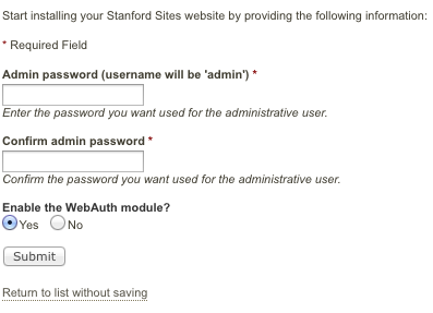 Drupal request form for an individual instance