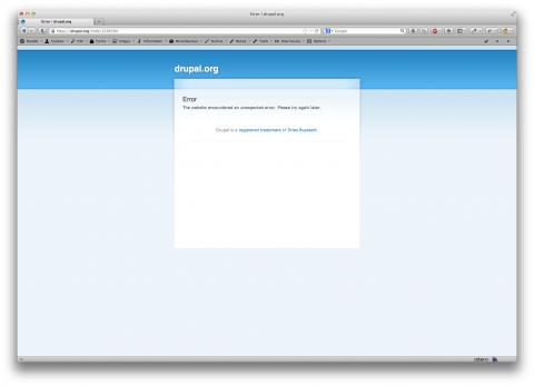 Screenshot showing drupal.org with an 